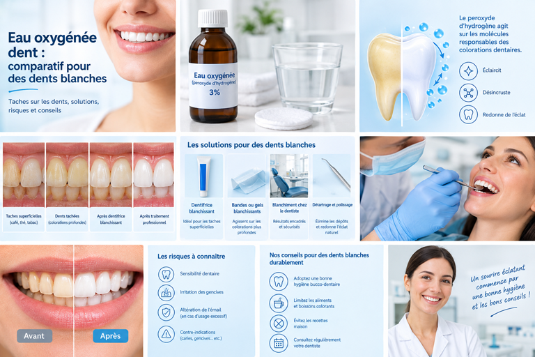 Eau oxygénée et dents blanches : comparatif des solutions contre les taches sur les dents
